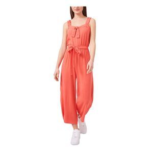 NWT RILEY&RAE Womens Wide Leg Jumpsuit Coral Sleeveless Tie-belt 12